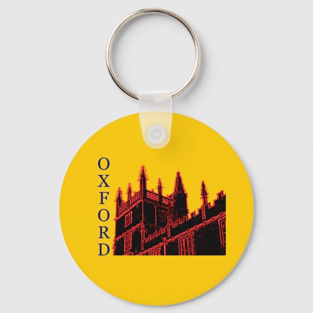 Oxford England 1986 Building Spirals Red Key Ring (Front)