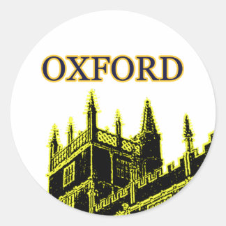 Oxford England 1986 Building Spirals Yellow Classic Round Sticker