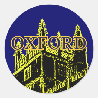 Oxford England 1986 Building Spirals Yellow Classic Round Sticker