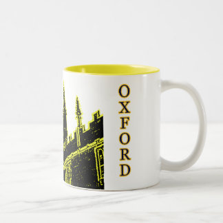 Oxford England 1986 Building Spirals Yellow Two-Tone Coffee Mug