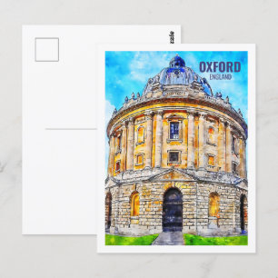 Oxford England Famous Travel Place Watercolor Postcard