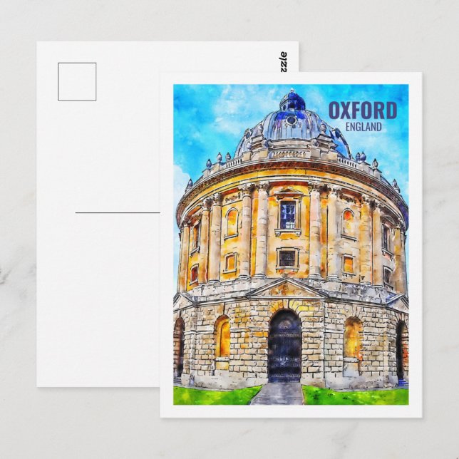 Oxford England Famous Travel Place Watercolor Postcard (Front/Back)