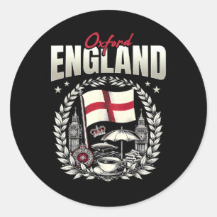Oxford England Flag Souvenir Oxford Vacation  Classic Round Sticker
