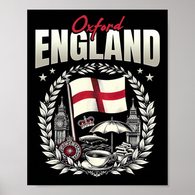 Oxford England Flag Souvenir Oxford Vacation  Poster (Front)