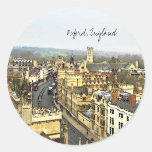 Oxford, England, High St View Classic Round Sticker
