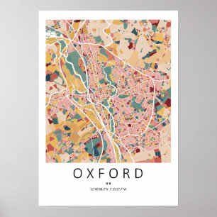 Oxford England Map Poster Modern City Wall Art