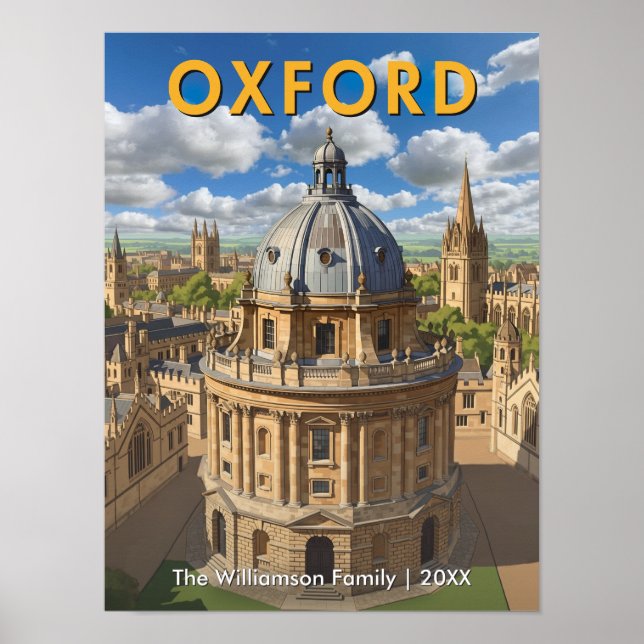 Oxford, England - Radcliffe Camera Retro Travel Poster (Front)