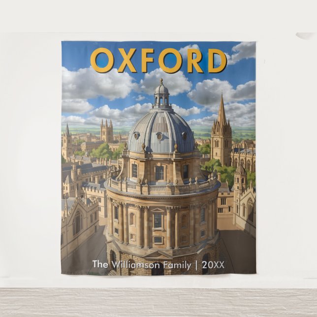 Oxford, England Radcliffe Camera Retro Travel Tapestry (Front)