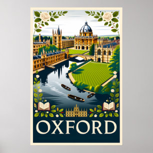 Oxford England Retro Travel Poster Art