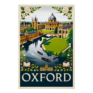 Oxford England Retro Travel Poster Art