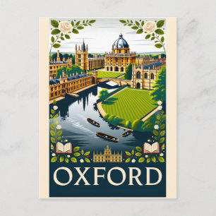 Oxford England Retro Travel Poster Art Holiday Postcard
