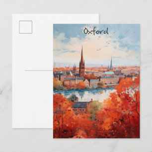 Oxford England Travel City Painting Aesthetic Postcard