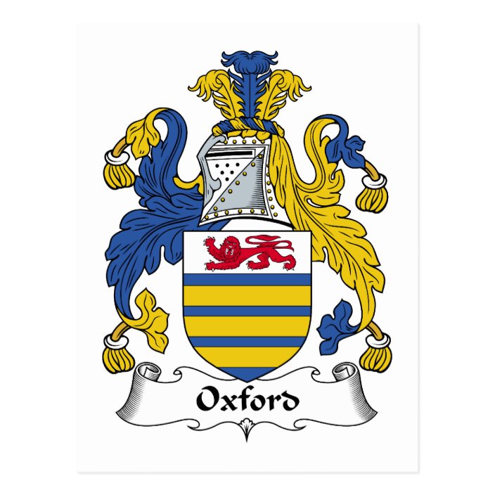 Oxford Family Crest Postcard Zazzle.co.uk