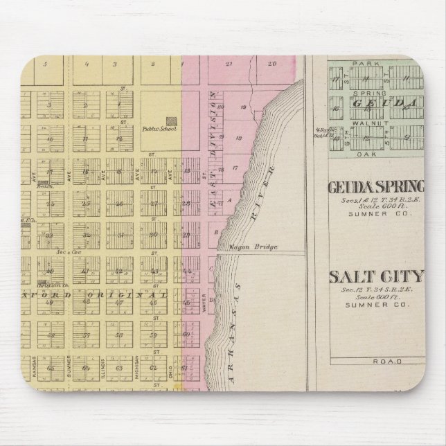 Oxford, Geuda Springs and Salt City Mouse Mat (Front)