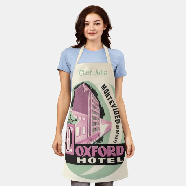 Oxford Hotel, Montevideo, Uruguay, Vintage Travel  Apron (Worn)