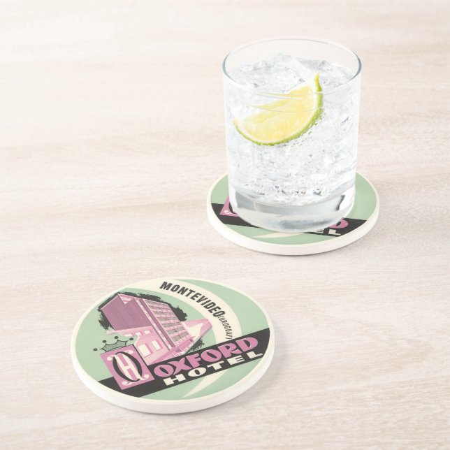 Oxford Hotel, Montevideo, Uruguay, Vintage Travel Coaster (Side)