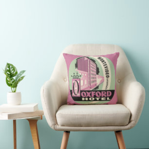 Oxford Hotel, Montevideo, Uruguay, Vintage Travel Cushion
