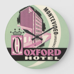 Oxford Hotel, Montevideo, Uruguay, Vintage Travel Large Clock