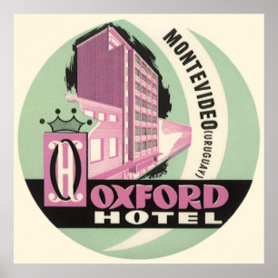 Oxford Hotel, Montevideo, Uruguay, Vintage Travel Poster