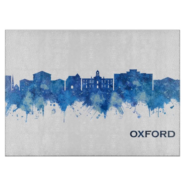 Oxford Mississippi Skyline Blue Cutting Board (Front)