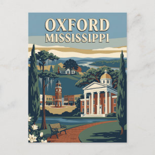 Oxford Mississippi Square Vintage Travel Poster Postcard
