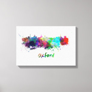 Oxford skyline in watercolor canvas print
