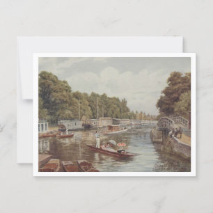 Oxford UK College Barges Folly Bridge 1910s  Postcard