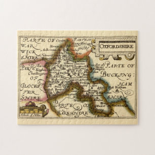 Oxfordshire County England Old Antiquarian Map Jigsaw Puzzle