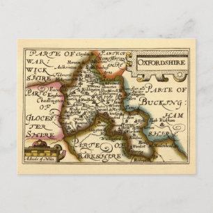 Oxfordshire County England Old Antiquarian Map Postcard