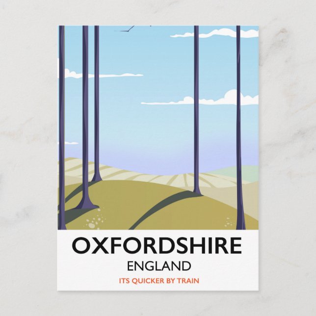 Oxfordshire vintage style travel poster postcard (Front)