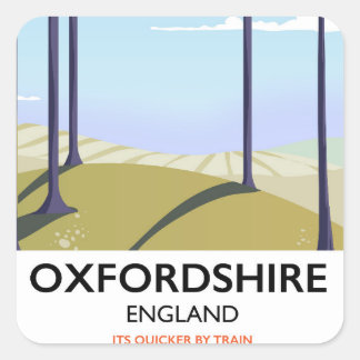 Oxfordshire vintage style travel poster square sticker