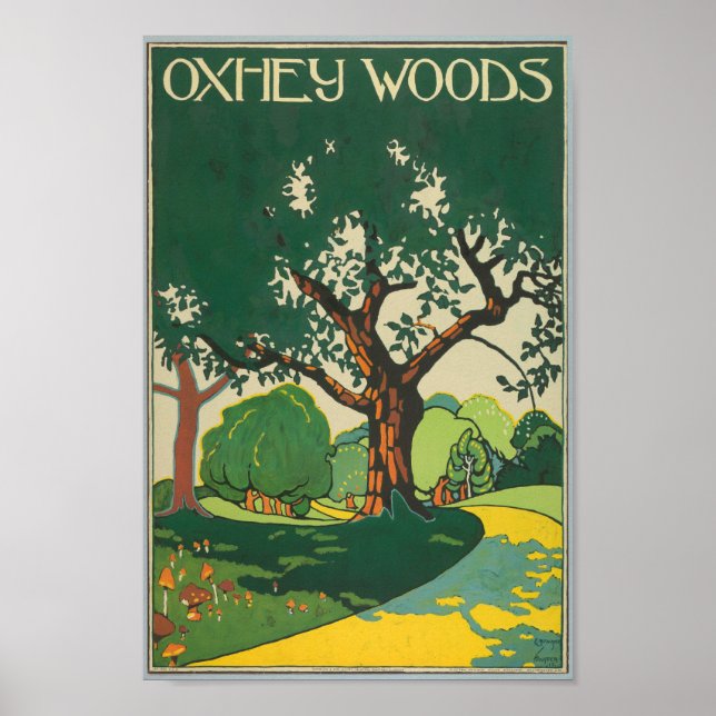 Oxhey Woods, Hertfordshire Vintage Travel Poster (Front)