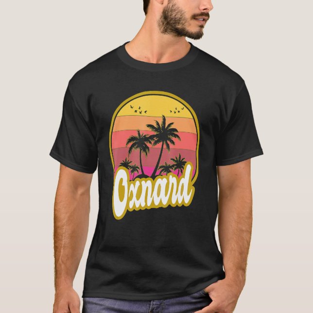 Oxnard California Beach Retro Sunset T-Shirt (Front)