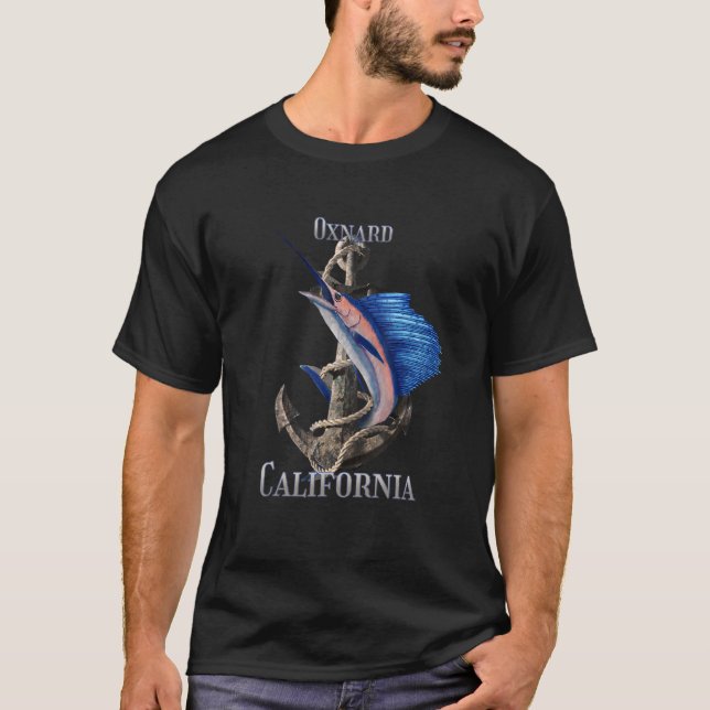 Oxnard California Swordfish Marlin Ocean Fishing T-Shirt (Front)