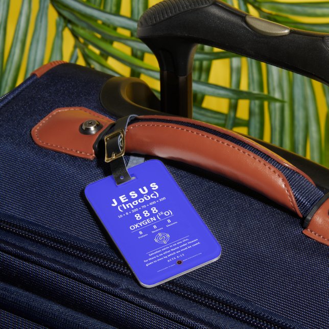Oxygen 888 Name of Jesus  Luggage Tag (Front Insitu 1)