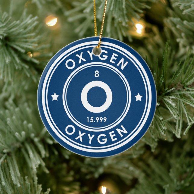 Oxygen Element Blue Ceramic Ornament (Tree)