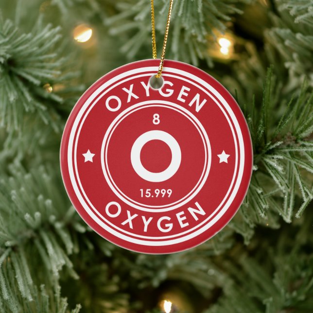 Oxygen Element Red Ceramic Ornament (Tree)