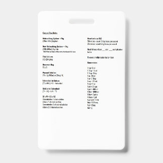 Oxygen Flow Rate and Conversion Tags ID Badge