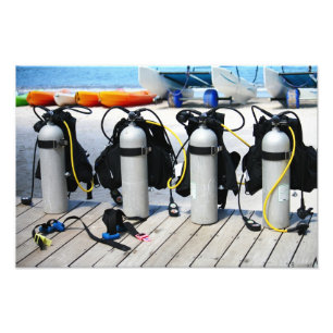 Oxygen Tanks for Scuba Diving in the Caribbean Photo Print