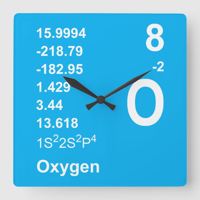 Oxygen Wall Clock (light on blue) (Front)