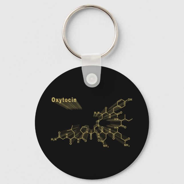 Oxytocin Hormone Structural chemical formula gold Key Ring (Front)