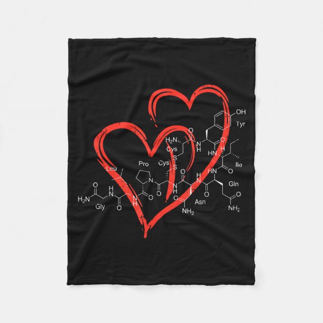Oxytocin Molecules Heart Love Valentines Day Scien Fleece Blanket (Front)
