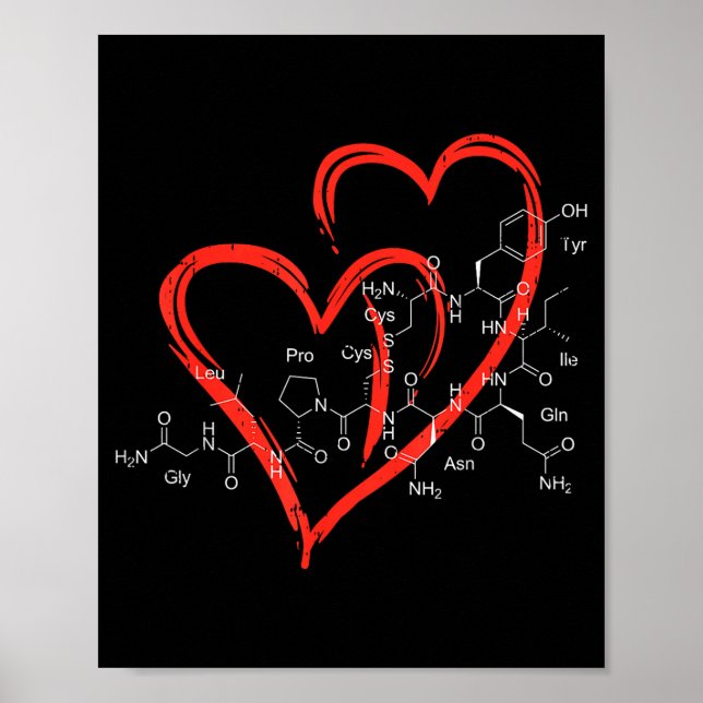 Oxytocin Molecules Heart Love Valentines Day Scien Poster (Front)
