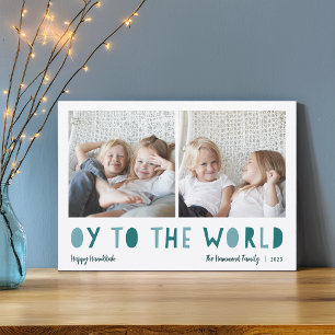 Oy to the World   2 Photo Hanukkah Holiday Card
