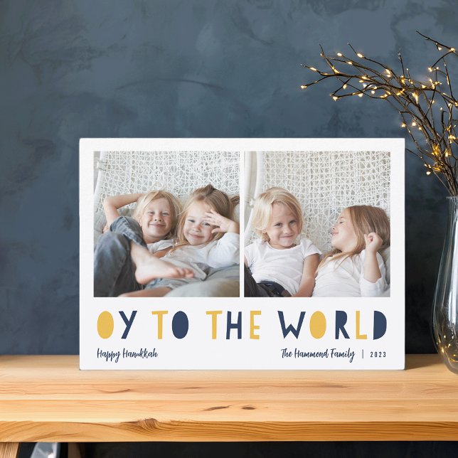 Oy to the World | 2 Photo Hanukkah Holiday Card (Creator Uploaded)