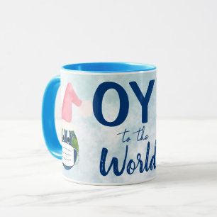 OY! to the World. Funny Earth & Face Mask Holiday Mug