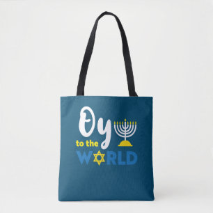 Oy To The World, Funny Happy Hanukkah Tote Bag