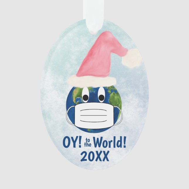 OY to the World Funny Pandemic Christmas Ornament (Front)