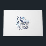 Oy to the World Hanukkah Jewish Funny  Doormat<br><div class="desc">Jewish holiday humour,  Hanukkah 2025,  menorah celebration,  oy vey joke,  Hanukkah pun,  Jewish Christmas parody,  holiday season Jewish humour,  festive Jewish saying,  menorah tee</div>