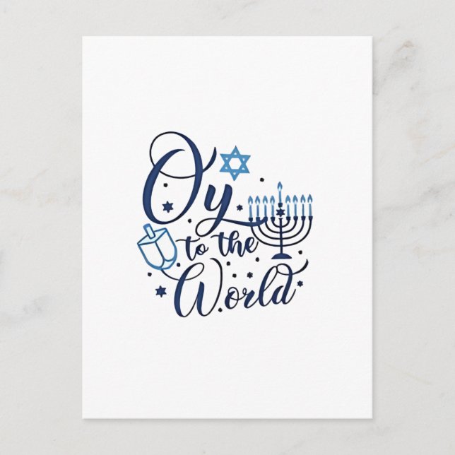 Oy to the World Hanukkah Jewish Funny  Holiday Postcard (Front)